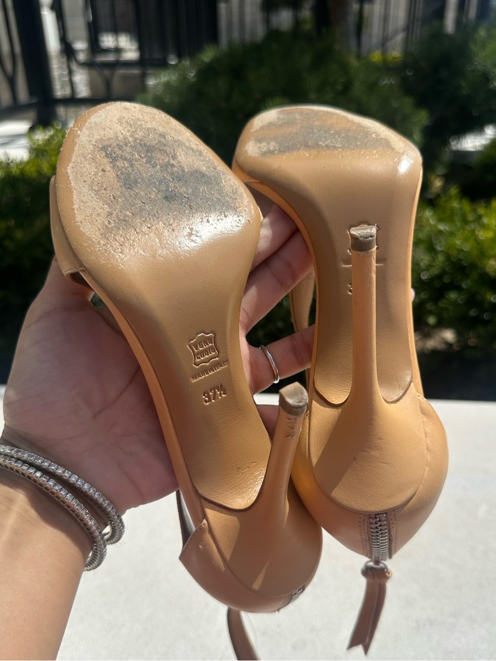 Alexa Wagner Designer Sunset Super Stretch Zipper Beige Leather Heels (Size 37) - Picture 6 of 8